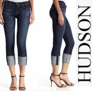 HUDSON Dark Wash Cuffed Jeans ~ Made in USA ~ Midrise Crop Cuff ~ 29 ~ Nice!